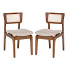 Kit 2 Cadeiras de Jantar Portugal em Madeira Imbuia Tela Rattan Linho Bege M58