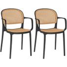 Kit 2 Cadeiras de Jantar Roma Prática com Braços para Sala e Cozinha - Preto