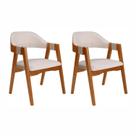 Kit 2 Cadeiras de Madeira Maciça Tauari Estofada e Braço com Corda Náutica Bélgica Espresso Móveis