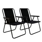 Kit 2 Cadeiras De Praia Alta Aço Preta Mor 2059 Preto