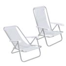 Kit 2 Cadeiras de Praia Reclinável 4 Posições Alumínio Lazy Sannet Branca - 023001 Belfix