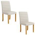 Kit 2 Cadeiras de Sala de Jantar Estofadas Veiga Madeira Maciça Linho Off White G78 - Gran Belo