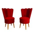 Kit 2 Cadeiras Decorativa Pétala Veludo Luxo Premium Pés Retrô Palito Sala Quarto e Penteadeira