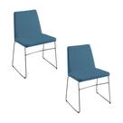 Kit 2 Cadeiras Decorativa Sala de Jantar Anne Linho Azul G17 - Gran Belo