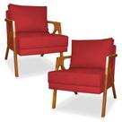 Kit 2 Cadeiras Decorativas para Sala de Estar Mona Suede Vermelho