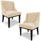 Kit 2 Cadeiras Decorativas Sala de Jantar Base Fixa de Madeira Firenze Suede Bege/Preto G19 - Gran Belo Kit 2 Cadeiras Decorativas Sala de Jantar Base Fixa de Madeira Firenze Suede Bege/Preto G19 - Gran Belo