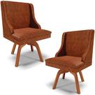 Kit 2 Cadeiras Decorativas Sala de Jantar Base Giratória de Madeira Firenze PU Nozes/Natural G19 - Gran Belo Kit 2 Cadeiras Decorativas Sala de Jantar Base Giratória de Madeira Firenze PU Nozes/Natural G19 - Gran Belo