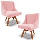 Kit 2 Cadeiras Decorativas Sala de Jantar Base Giratória de Madeira Firenze Suede Rosa Bebê/Natural G19 - Gran Belo Kit 2 Cadeiras Decorativas Sala de Jantar Base Giratória de Madeira Firenze Suede Rosa Bebê/Natural G19 - Gran Belo