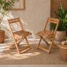 Kit 2 Cadeiras Dobrável Reforçada Madeira Maciça Envernizada Cor:Natural Verniz