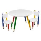 Kit 2 Cadeiras E Mesa Infantil Lápis Coloridos Redonda Tampo Branco Pés Temáticos Quarto Menina Menino Mobília Decor Kit 2 Cadeiras E Mesa Infantil Lápis Coloridos Redonda Tampo Branco Pés Temáticos Quarto Menina Menino Mobília Decor