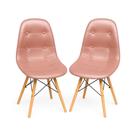 Kit 2 Cadeiras Eames Botonê Estofada Base de Madeira
