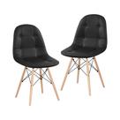 Kit 2 Cadeiras Eames Botonê Estofada Base de Madeira