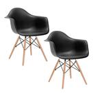 Kit 2 Cadeiras Eames Eifflel com Braço Daw de Madeira com Assento Preto