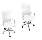 Kit 2 Cadeiras Eames Esteirinha Presidente Alta Estofada Couro Kit 2 Cadeiras Eames Esteirinha Presidente Alta Estofada Couro
