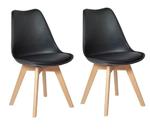 Kit 2 Cadeiras Eames Leda CSS Estofada PU Base Madeira Preta