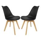Kit 2 Cadeiras Eames Leda Preta Luxo Estofadas Madeira para Casa Escritório