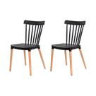 Kit 2 Cadeiras Ellen Windsor Polipropileno Preta Base MADEIRA Sala Cozinha Jantar Kit 2 Cadeiras Ellen Windsor Polipropileno Preta Base MADEIRA Sala Cozinha Jantar