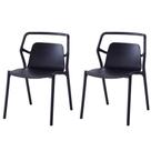 Kit 2 Cadeiras Empilhável Enjoy Rivatti 53 cm (Largura) Polipropileno (PP) Preto com Proteção UV