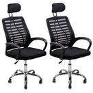 Kit 2 Cadeiras Escritório Diretor Tela Mesh Encosto De Cabeça com Ebook