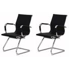 Kit 2 Cadeiras Escritório Interlocutor Stripes Fixa PU Preta