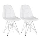 Kit 2 cadeiras estofadas Charles Eames Eiffel Botonê com pés de metal cromado