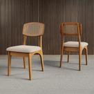 Kit 2 Cadeiras Estofadas com Encosto em Palha Sintetica e Assento Estofado 100% MDF CA/40 Retrô Dalla Costa