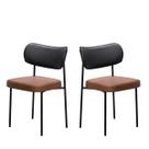 Kit 2 Cadeiras Estofadas Leather Para Sala Jantar em Aço-Preto Onix e Conhaque-EdeCasaMoveis Kit 2 Cadeiras Estofadas Leather Para Sala Jantar em Aço-Preto Onix e Conhaque-EdeCasaMoveis