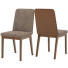 Kit 2 Cadeiras Estofadas Pietra Corano Caramelo Suede Cacao Henn