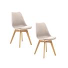Kit 2 Cadeiras Estofadas Saarinen Wood Pés de Madeira Bege