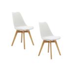 Kit 2 Cadeiras Estofadas Saarinen Wood Pés de Madeira Branco