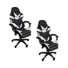Kit 2 Cadeiras Gamer Stillus Ergonômica com Apoio Para os Pés com Ebook - Preta / Branca