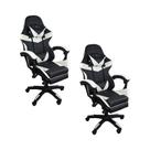 Kit 2 Cadeiras Gamer Stillus Oficial Apoio De Pés Preta / Branca