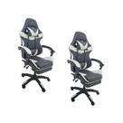Kit 2 Cadeiras Gamer Stillus Oficial Apoio De Pés Preta / Branca