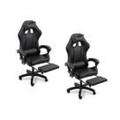 Kit 2 Cadeiras Gamer Stillus Oficial Apoio De Pés Preto