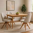 Kit 2 Cadeiras Giratórias Mesa Sala de Jantar e Cozinha com Base em Madeira Maciça e Estofado em Tecido Linho Kit 2 Cadeiras Giratórias Mesa Sala de Jantar e Cozinha com Base em Madeira Maciça e Estofado em Tecido Linho