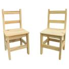 Kit 2 Cadeiras Infantis Madeira Maciça Pinus Natural Criança Refeição Desenho Atividades Quarto Casa
