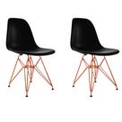 Kit 2 Cadeiras Jantar Assento Preto Eiffel Eames Base Ferro Cobre