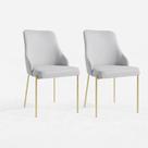 Kit 2 Cadeiras Jantar Aurora Pé Metal Dourado Assento Espuma