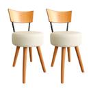 Kit 2 Cadeiras Jantar Cozinha Estofada Off-White Com Encosto Madeira Urban