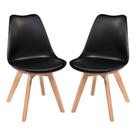 Kit 2 Cadeiras Jantar Eames Wood Leda Design Estofada Preta