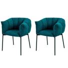 Kit 2 Cadeiras Joy Rivatti 63 cm (Largura) Estofado em Tecido Azul Entardecer e Base em Aço Preto