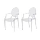 Kit 2 Cadeiras Louis Ghost Transparente Policarbonato Sala Cozinha Jantar