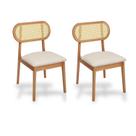 Kit 2 Cadeiras Madeira Maciça Encosto de Telinha de Rattan Lima Yescasa Marrom/Nozes