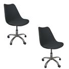 Kit 2 Cadeiras Office Base Cromada Com Rodizio Giratória Saarinen Preto Kit 2 Cadeiras Office Base Cromada Com Rodizio Giratória Saarinen Preto