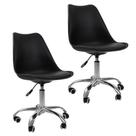 Kit 2 Cadeiras Office Base Cromada Com Rodízio Giratória Saarinen Preto Kit 2 Cadeiras Office Base Cromada Com Rodízio Giratória Saarinen Preto