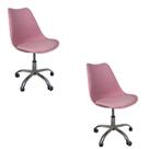 Kit 2 Cadeiras Office Base Cromada Com Rodizio Giratória Saarinen Rosa Kit 2 Cadeiras Office Base Cromada Com Rodizio Giratória Saarinen Rosa