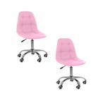 Kit 2 Cadeiras Office Eiffel Botonê Ajustável Base Giratória Rosa Kit 2 Cadeiras Office Eiffel Botonê Ajustável Base Giratória Rosa