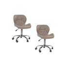 Kit 2 Cadeiras Office Eiffel Slim Com Base Giratória E Ajustável Bege Kit 2 Cadeiras Office Eiffel Slim Com Base Giratória E Ajustável Bege