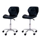 Kit 2 Cadeiras Office Eiffel Slim com estofado de material sintético Preta
