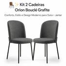 Kit 2 Cadeiras Orion Bouclé Preto Estrutura Metálica, Conforto Premium e Design Moderno